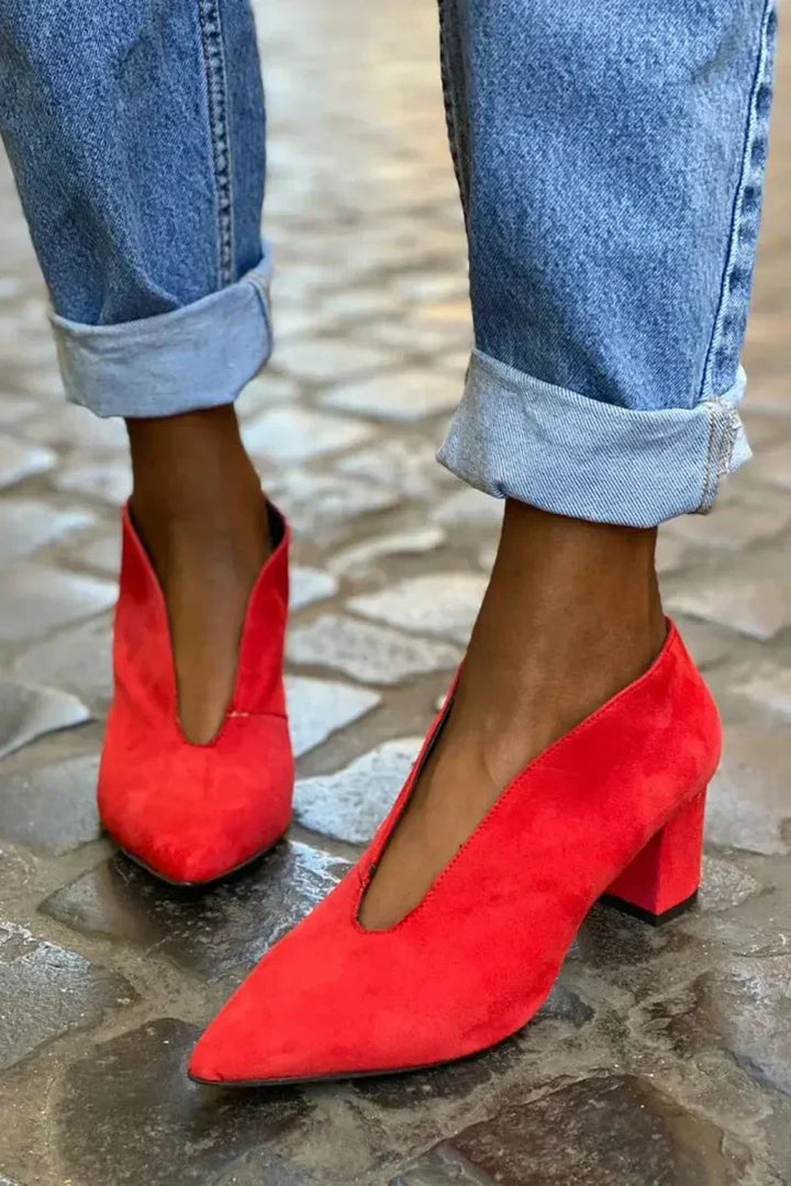  REBECCA | POINTED BLOCK HEEL PUMPS
