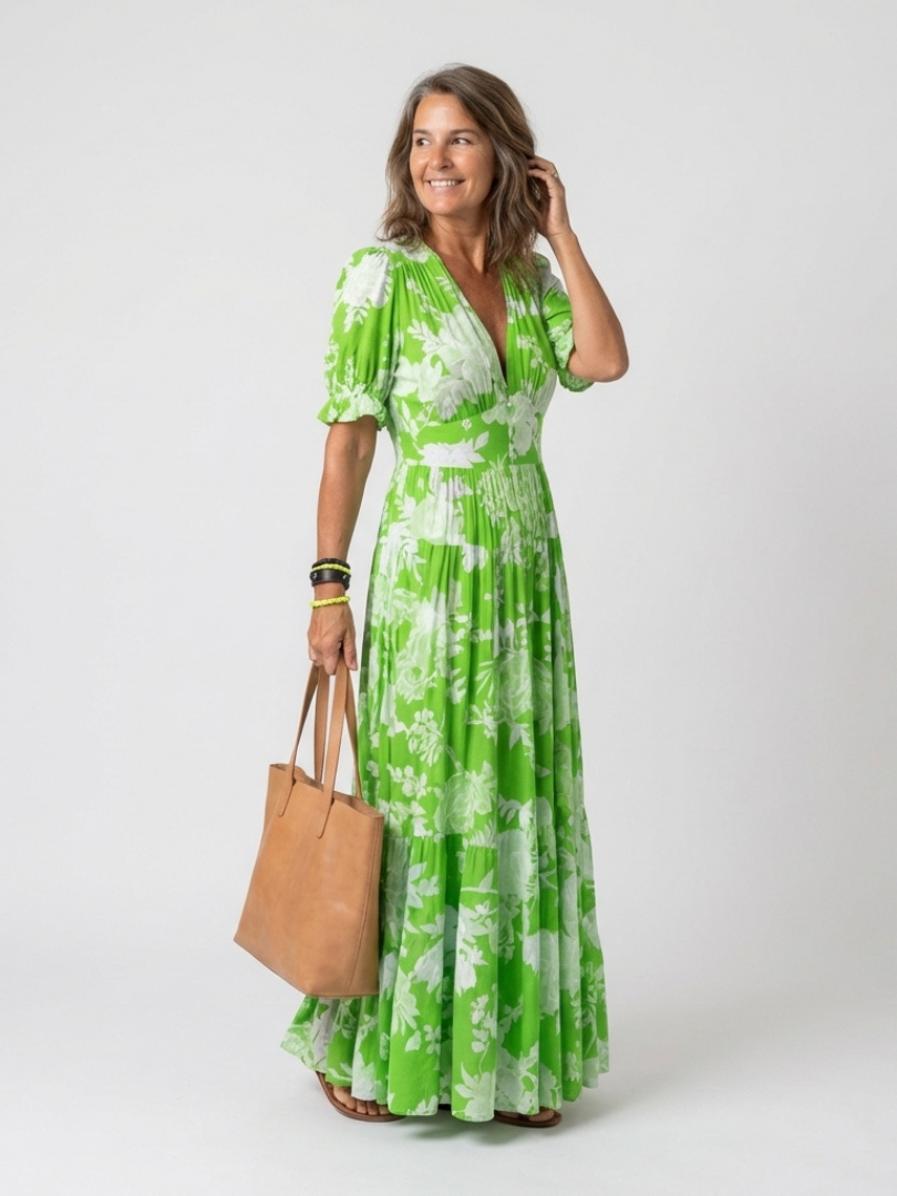 with jean isabelle dress green Isabella Dress – Tangled Prism