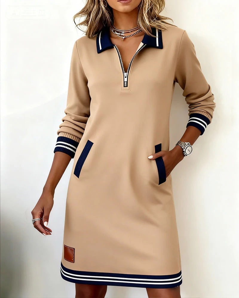 SERENELLA™ - Elegant Long Sleeve Cotton Dress