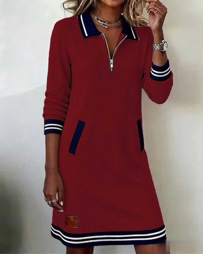 SERENELLA™ - Elegant Long Sleeve Cotton Dress