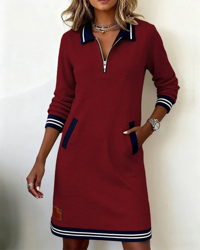 SERENELLA™ - Elegant Long Sleeve Cotton Dress