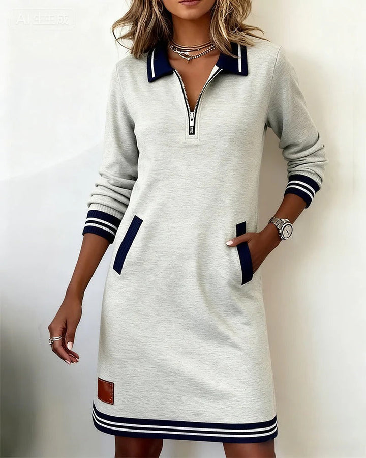 SERENELLA™ - Elegant Long Sleeve Cotton Dress